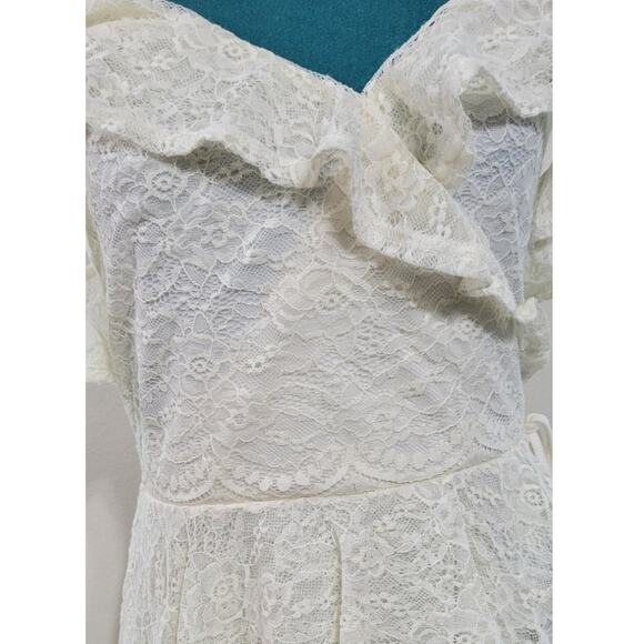 Love Fire Dress Womens Large White Lace Dress Fair\y Cottagecore Whimsical Dress - Picture 5 of 11